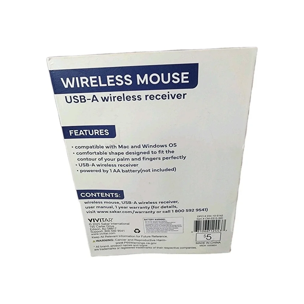 Vivitar Wood Accented Wireless Mouse USB-A wireless Receiver New In Package